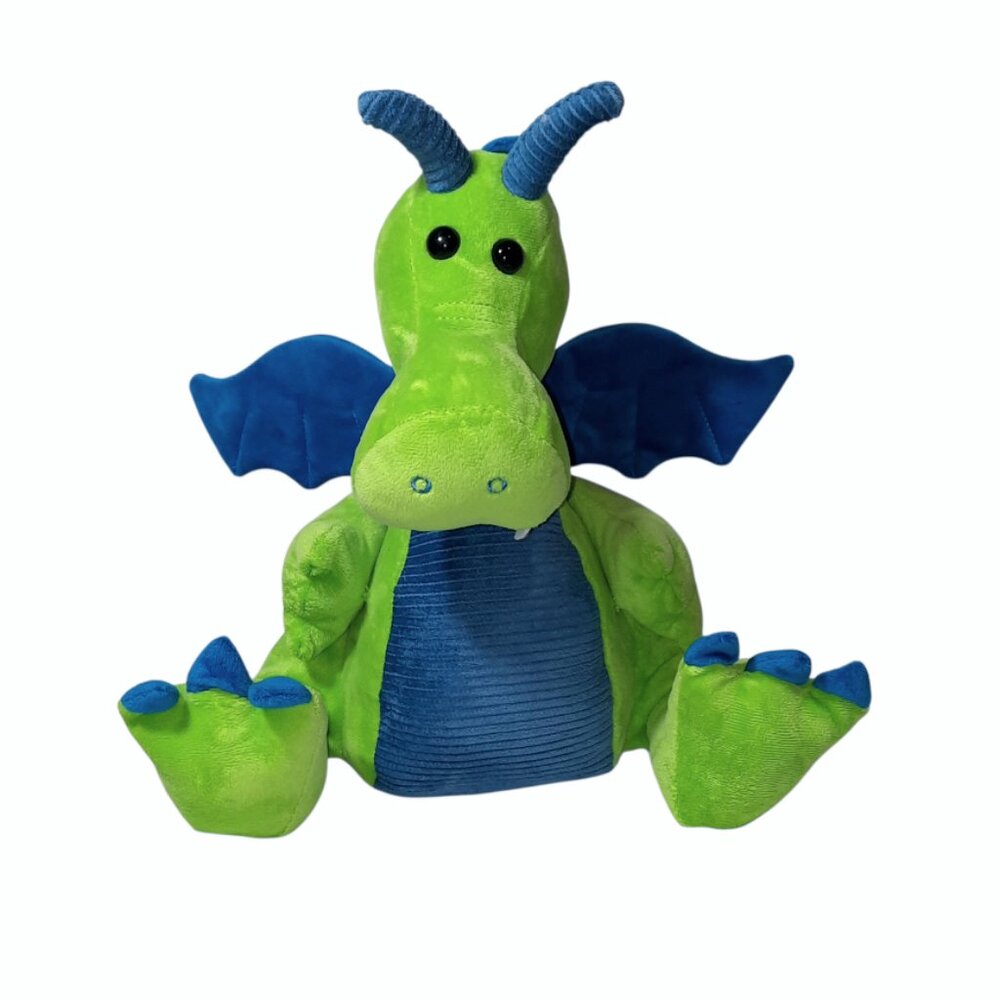 2016 Toys R Us Dragon Green & Blue Ribbed Belly Plush Stuffed Toy 14"